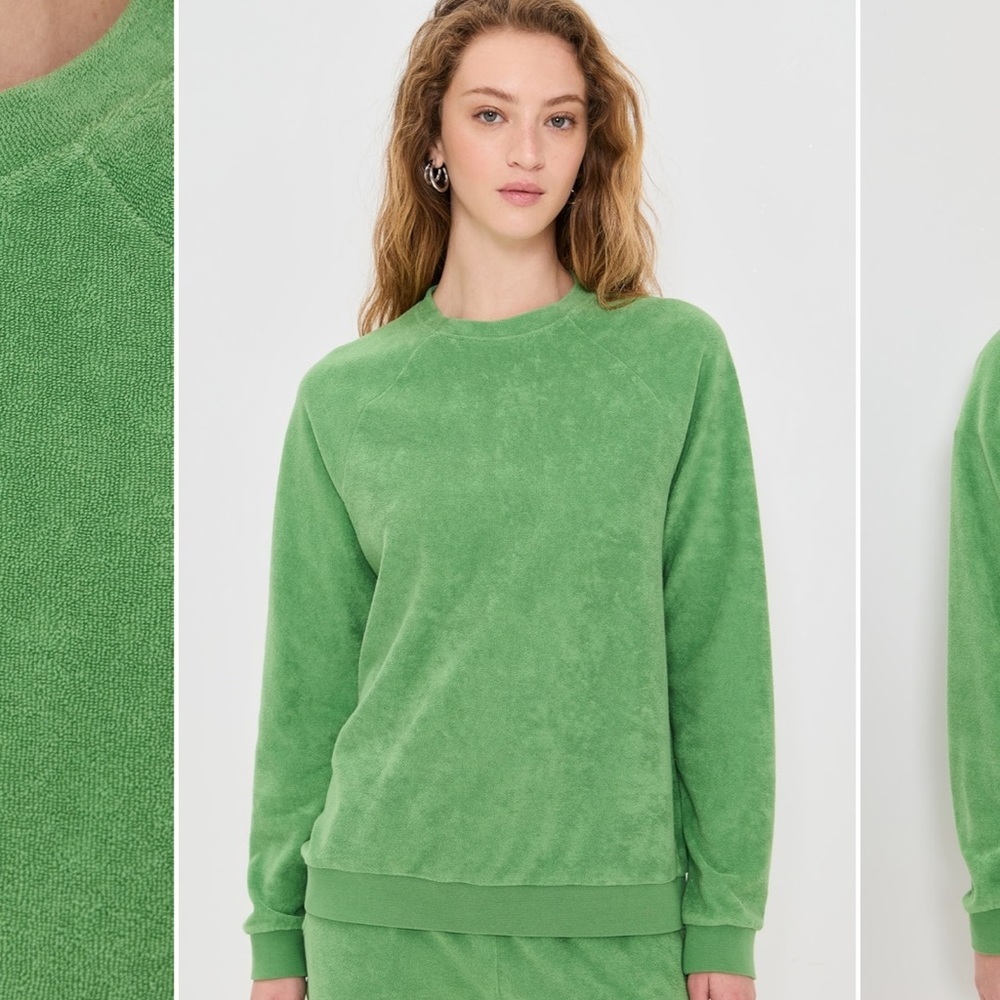 KULE Vibrant Green Terry Cloth Sweatshirt